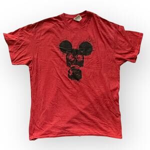 Unbranded Men's Soft Red Heather Gas Mask Mickey Mouse Graphic Print T-Shirt